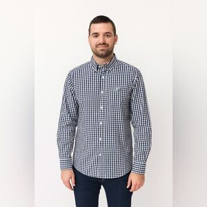 Balmain blue white classic check collar shirt L 41